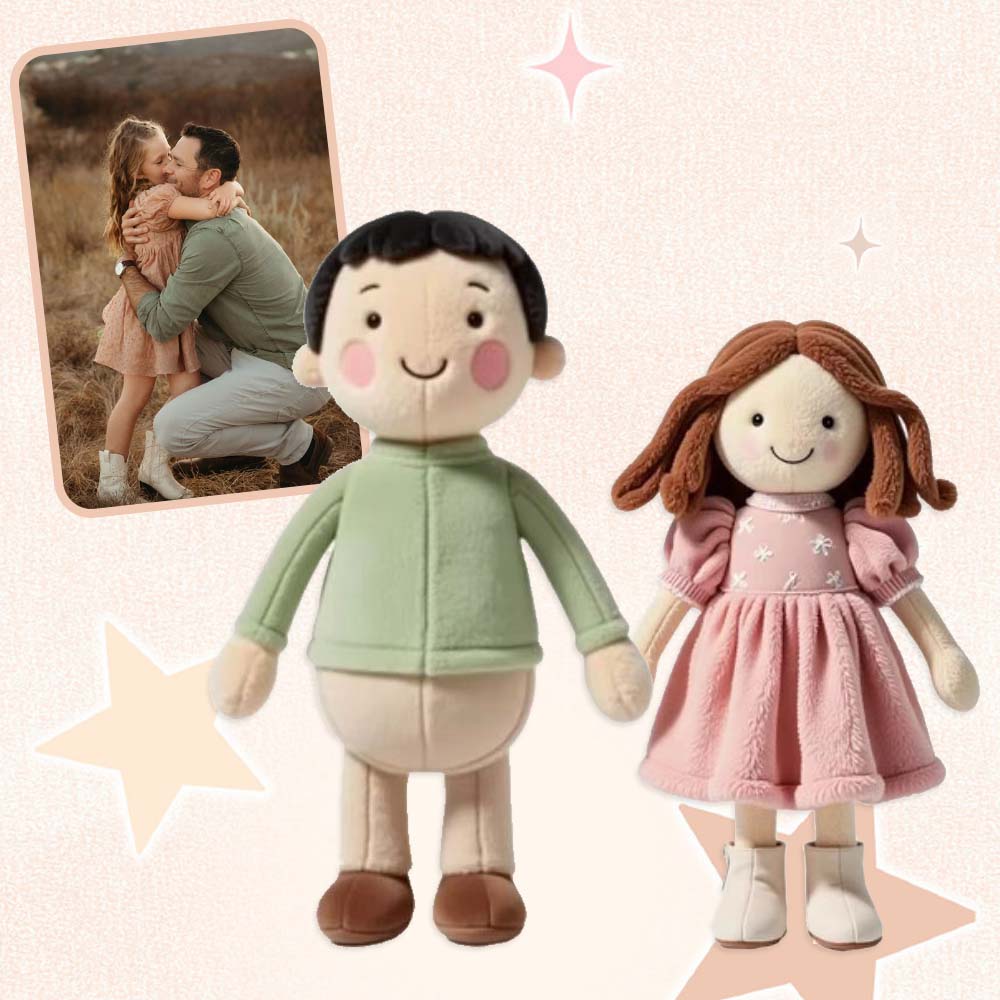 Custom Family Photo Plush Doll, Custom Face Doll - Precious Gift for Dad