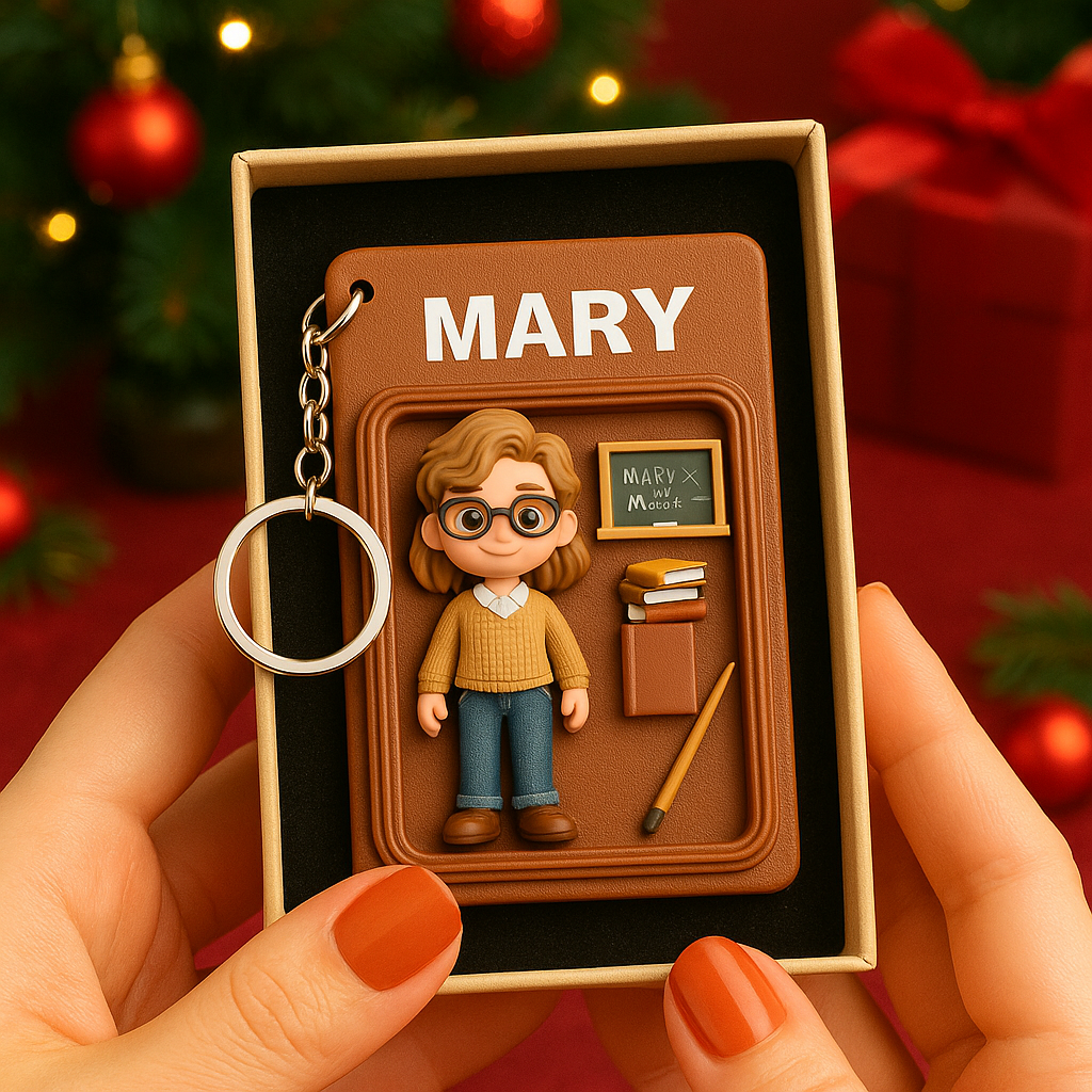 Unique professor 2D acrylic keychain in cartoon style. Great personalized gift for professors, scholars, and graduation ceremonies.