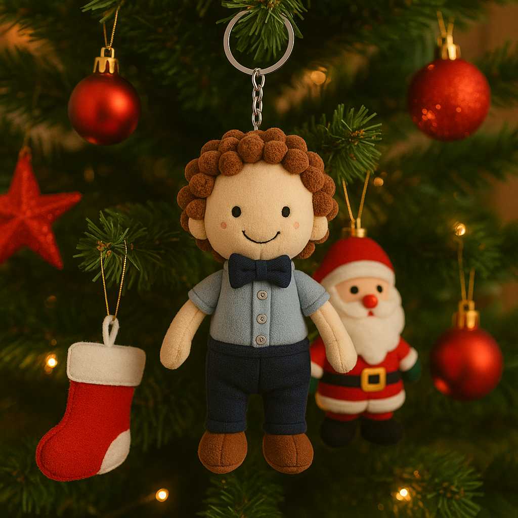 Plush doll keychain with photo print and customized Face