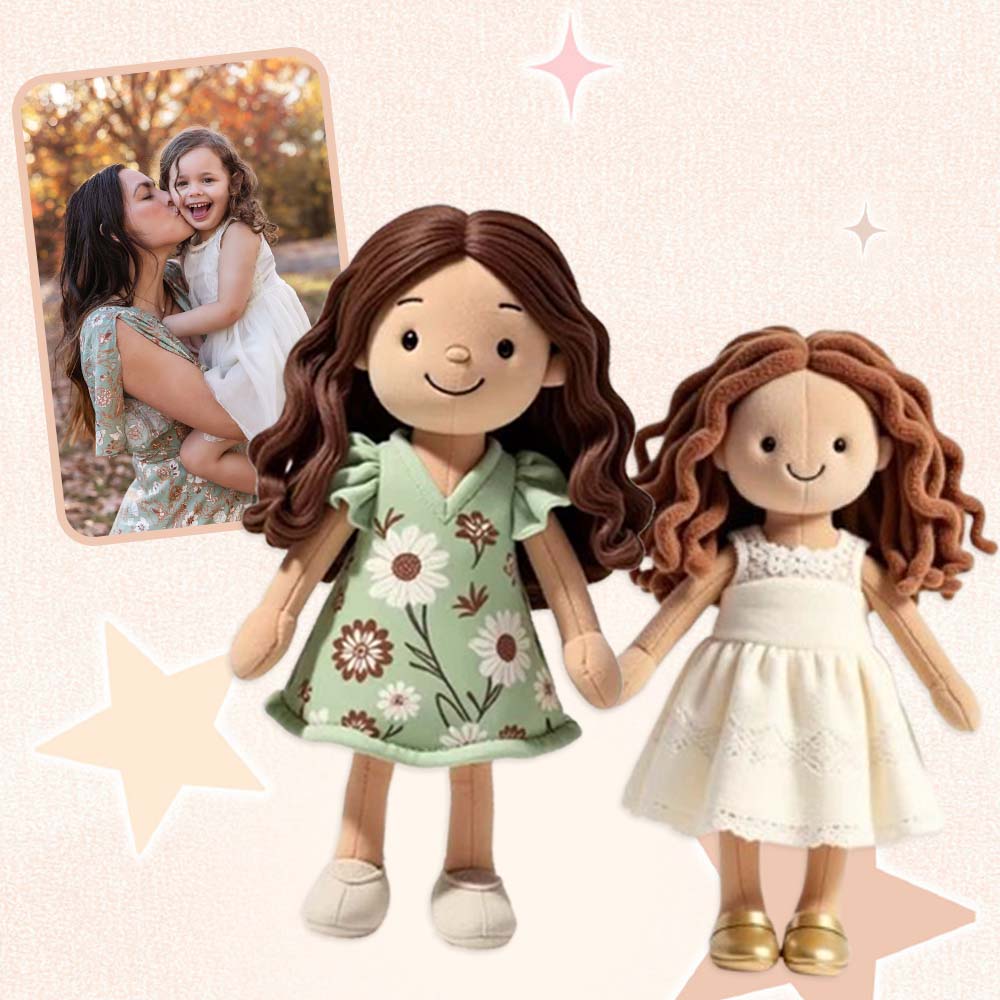 Personalized Holiday Photo Plush Doll, Gift For Mom