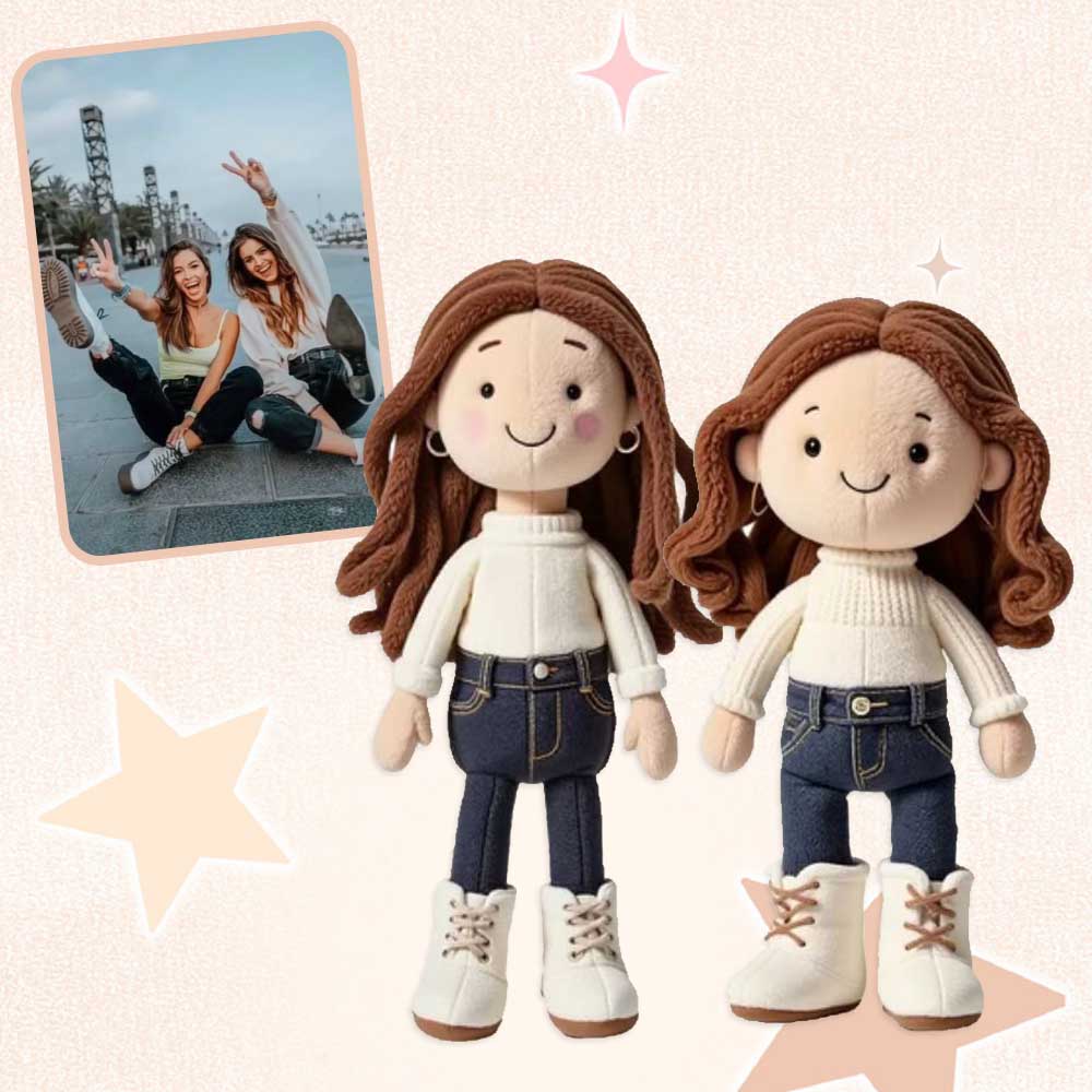Personalized Family Photo Plush Doll Keychain Christmas Gift