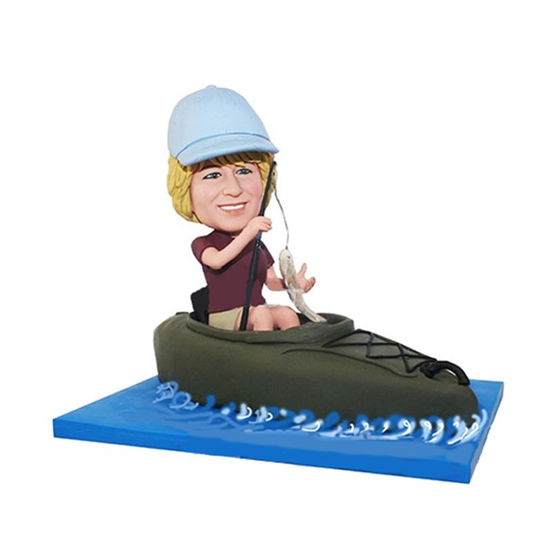 Custom Fishing Bobblehead On Kayak