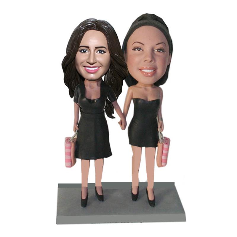 Custom Bobbleheads Sexy Shopping Ladies Hand In Hand Gifts