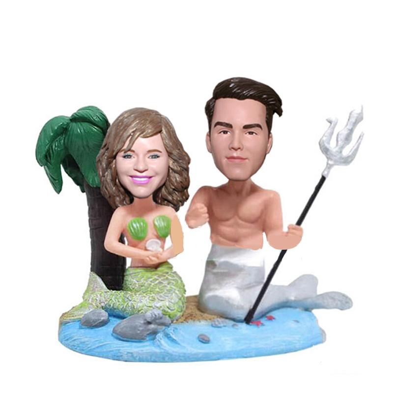 Custom Bobblehead Mermaid Couple