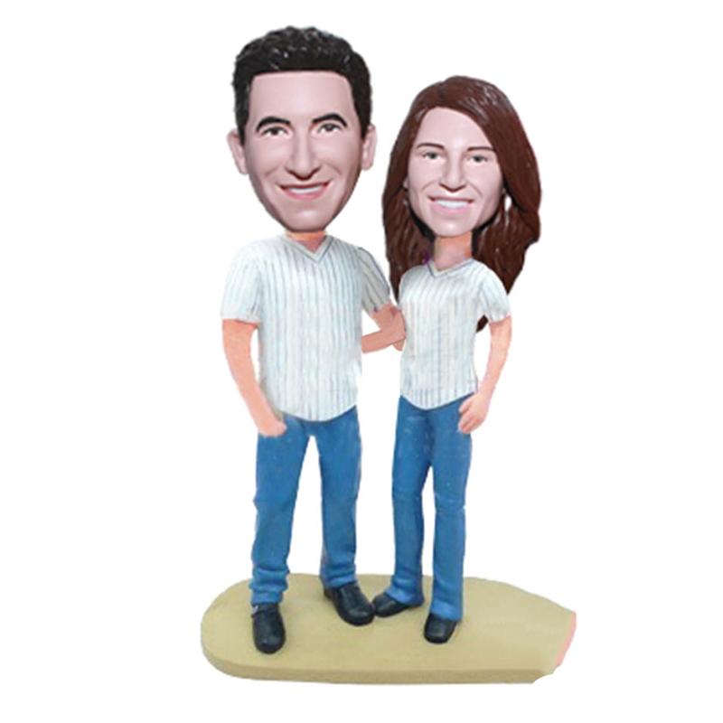 Custom Baseball Fan Couple Bobble Heads Of Yourself