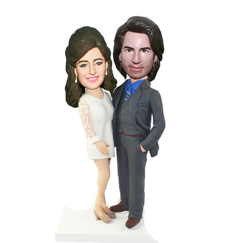 Custom Bobbleheads Fashion Couple Hands Around Each Other