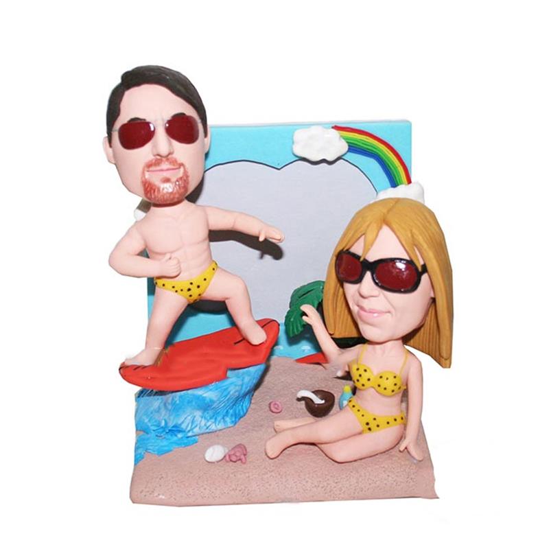 Custom Bobblehead Beach Couple Surf