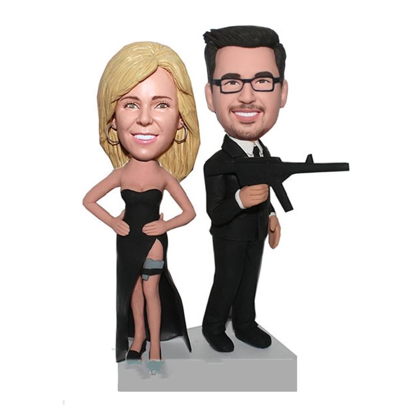Custom Secret Service Couples Bobblehead Mr And Mrs Smith