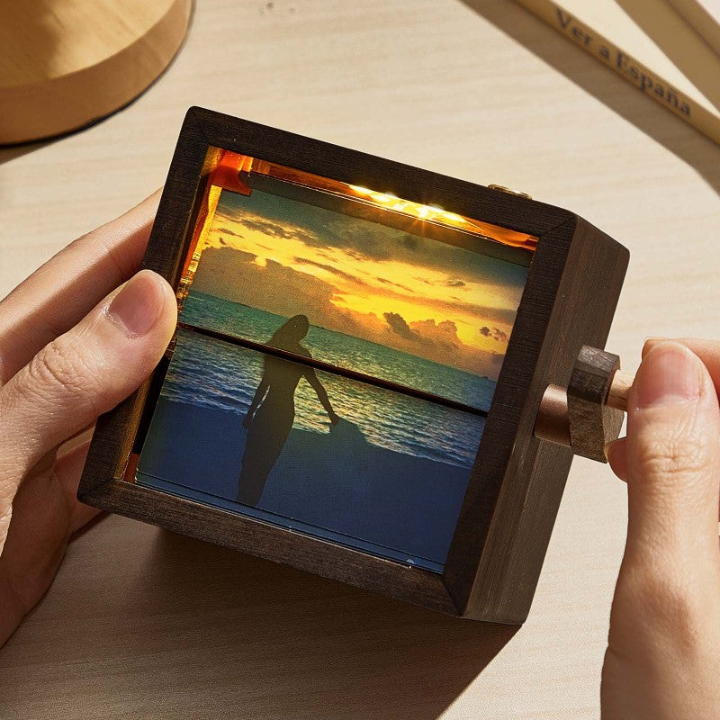 Personalized Flipbook Animation Machine - Hand-Cranked Photo Frame with LED Light, Creative Gift for Wedding