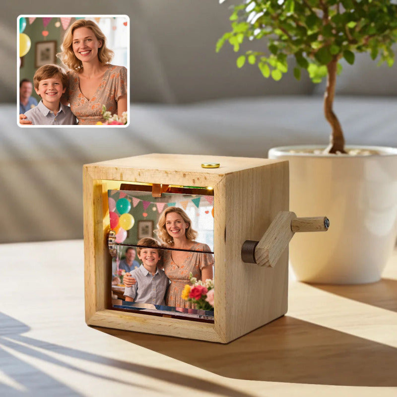 Custom Photo Flipbook Animation Frame - Hand-Cranked Mechanical Memory with Light, The Perfect Mother's Day Gift