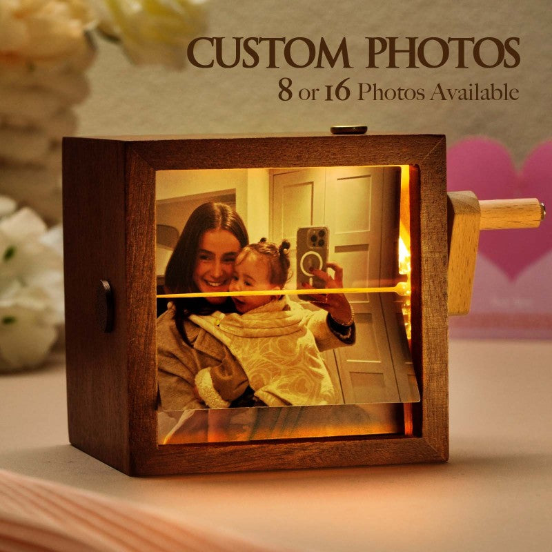 Custom Photo Flipbook Animation Frame - Hand-Cranked Mechanical Memory with Light, The Perfect Mother's Day Gift