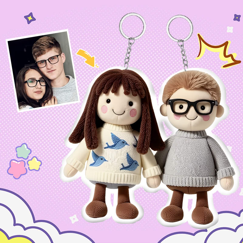 Personalized Photo Plush Doll Keychain Gift For Her couple gifts