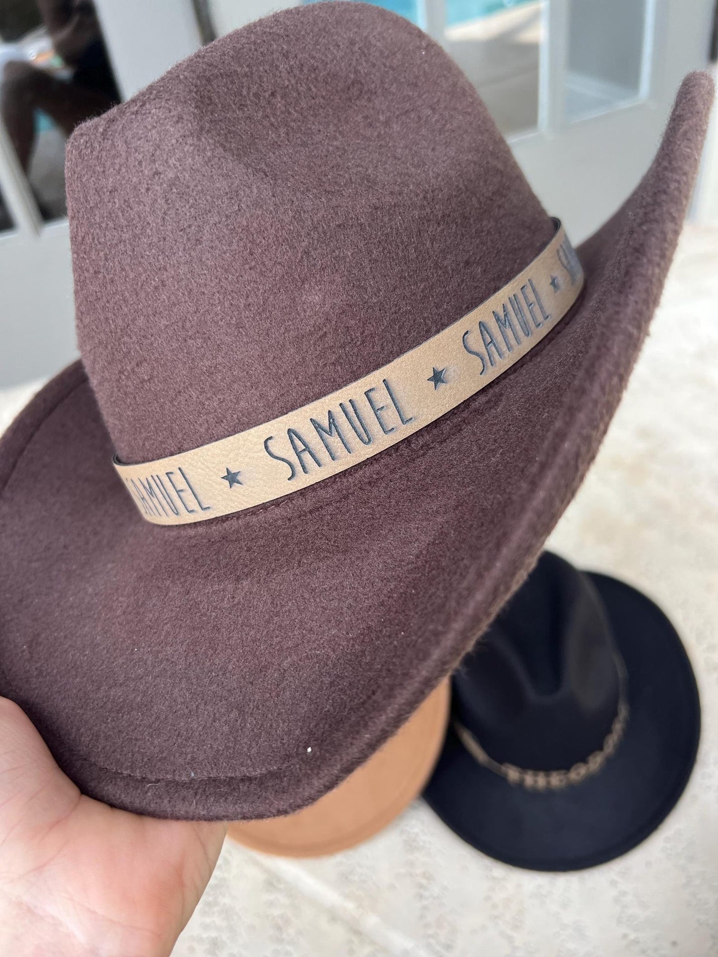 Custom Name Toddler Cowboy Hat - Personalized Kids Cowboy Cap for Birthday, Country Theme Party, Tractors & Trucks Design