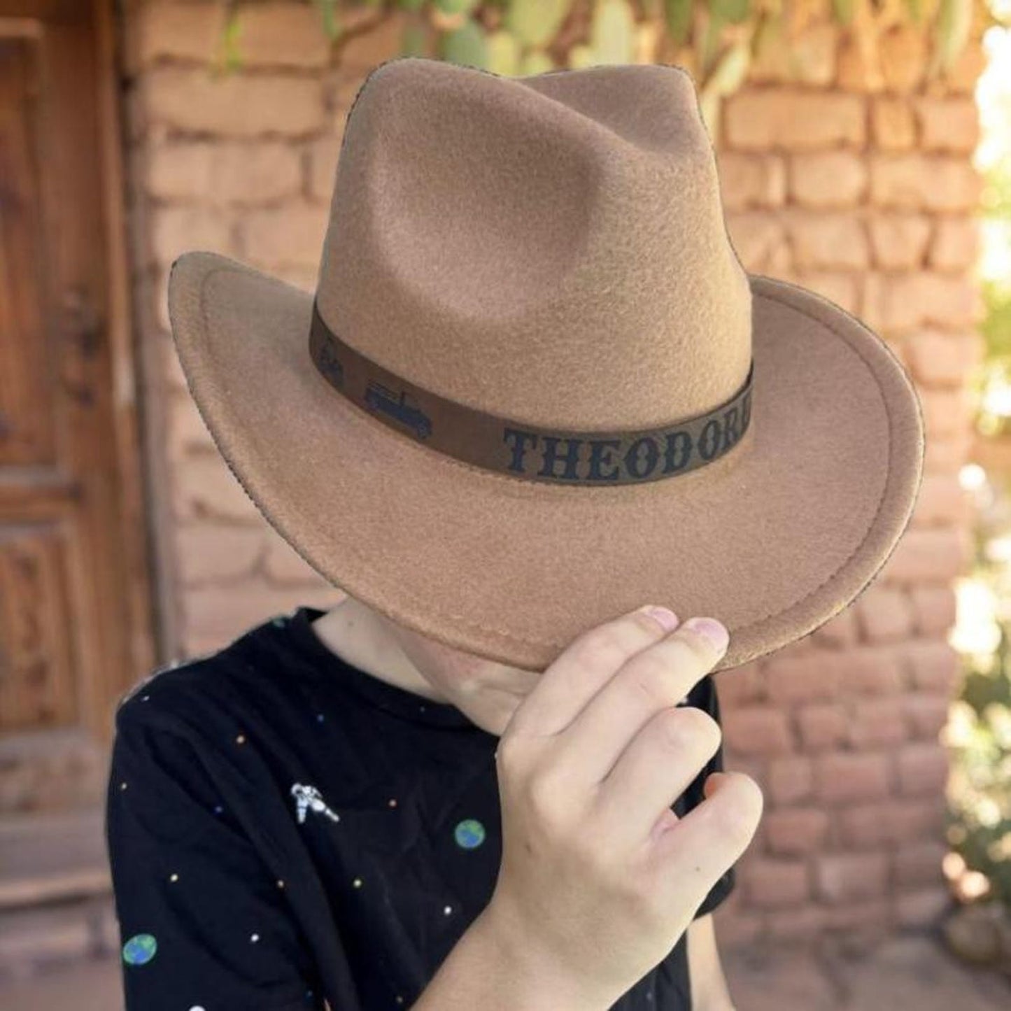 Custom Name Toddler Cowboy Hat - Personalized Kids Cowboy Cap for Birthday, Country Theme Party, Tractors & Trucks Design