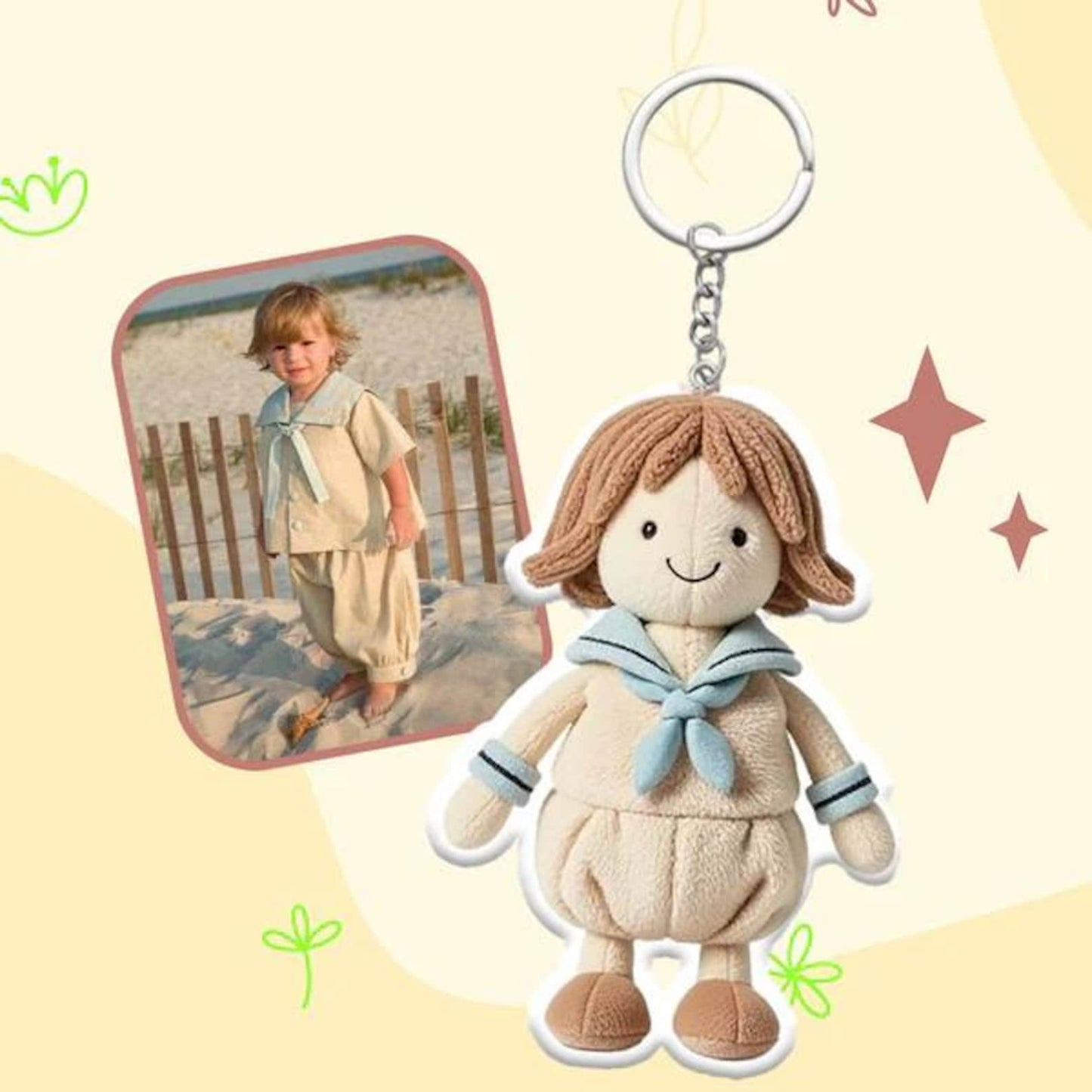 Personalized Photo 3D Plush Doll Keychain