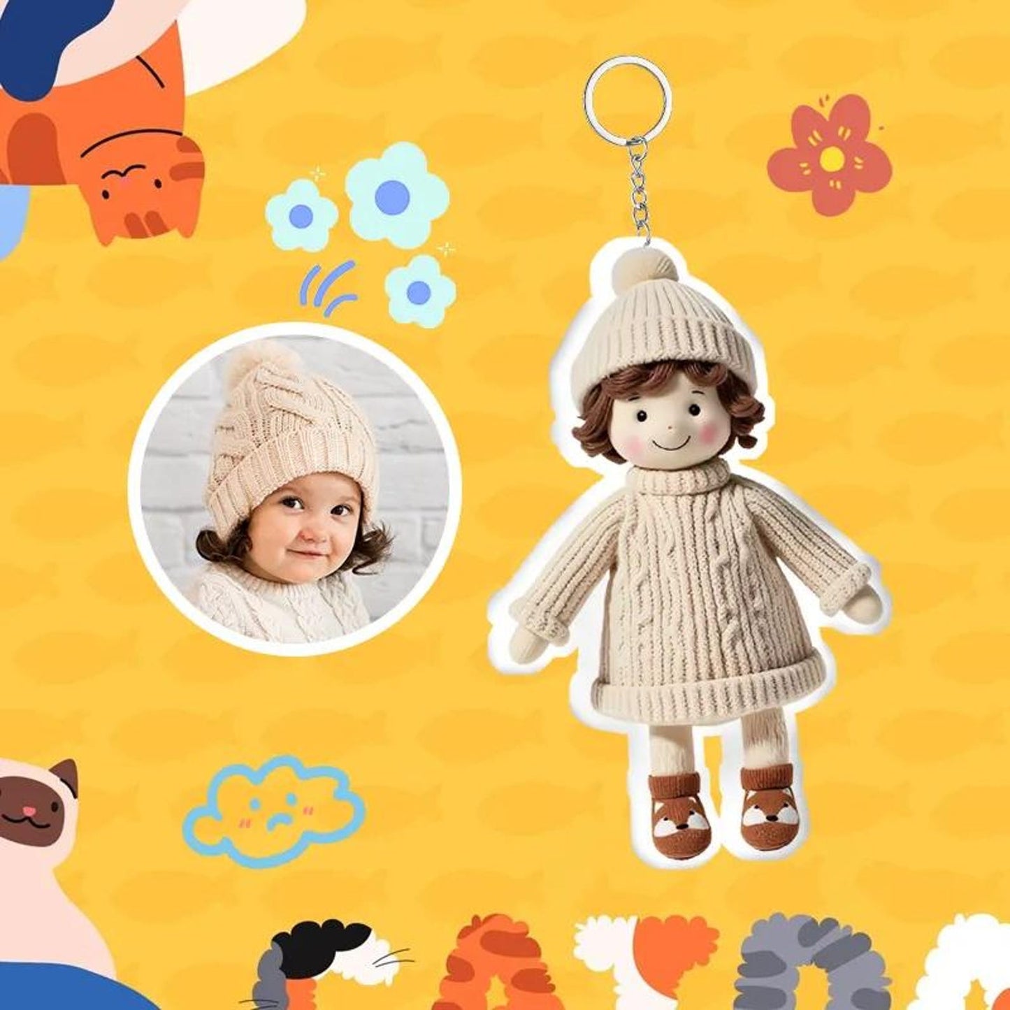 Personalized Baby Photo 3D Plush Doll Keychain/Pillow