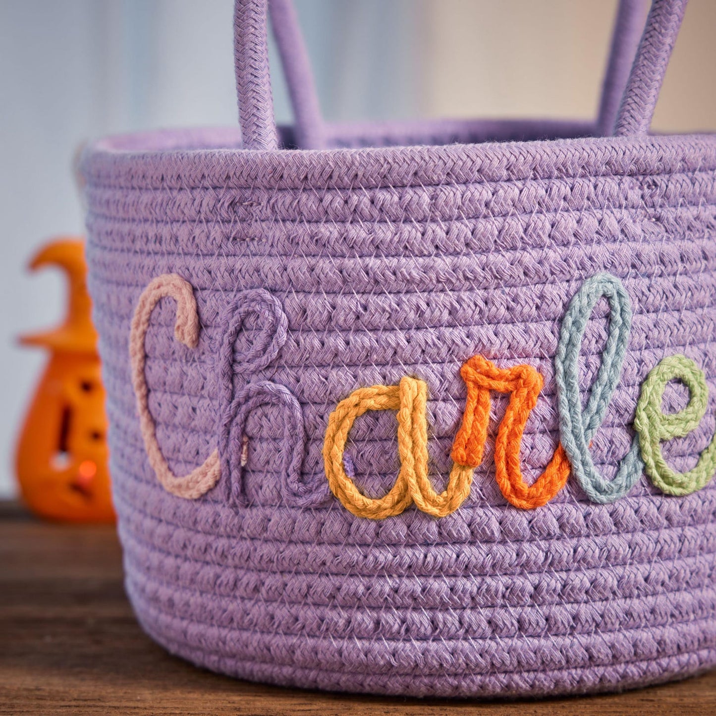Personalized Halloween Candy Basket - Custom Trick or Treat Pail for Kids, Spooky Ghost Bucket, Halloween Party Favor Bag with Name, Handmade Candy Collector