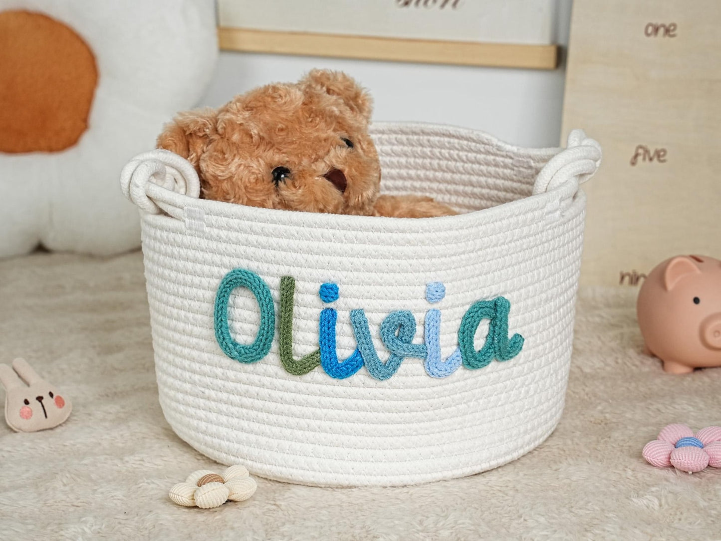 Personalized Heirloom Baby Basket Handmade Keepsake for Newborn & Nursery Storage