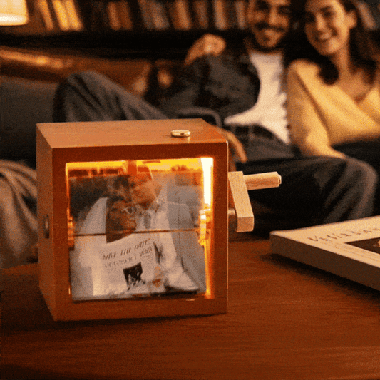 Personalized Flipbook Animation Machine - Hand-Cranked Photo Frame with LED Light, Creative Gift for Wedding