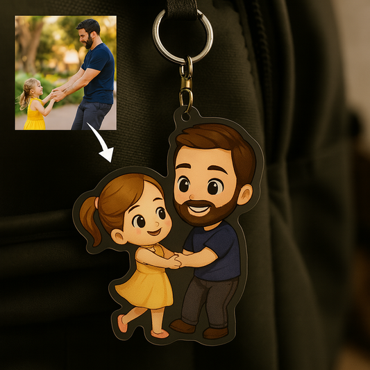 Pop-On Personality: Custom Cartoon Keychain with Your Photo - Show Off Your Unique Style
