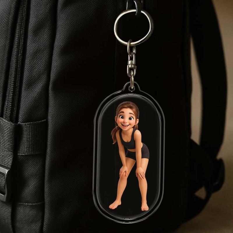 Custom Acrylic Cartoon Keychain － Personalized Photo Keychain － Unique Couple Gift for Her － Birthday Valentine's Anniversary Gift