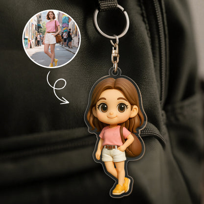 Custom Acrylic Cartoon Keychain － Personalized Photo Keychain － Unique Couple Gift for Her － Birthday Valentine's Anniversary Gift