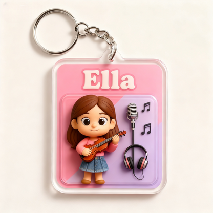 Custom Musician Cartoon Keychain – Choose 3D Figurine or 2D Acrylic Style