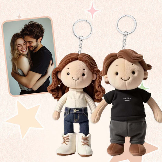 Personalized Couple Photo, Family Gift Plush Doll Keychain