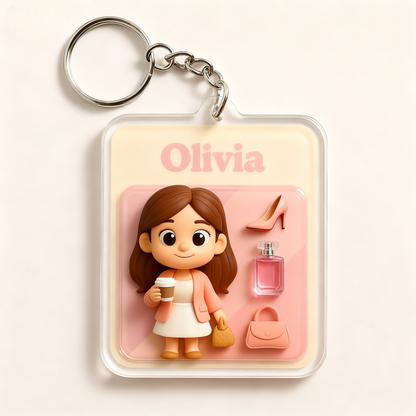 Custom Office Worker Cartoon Keychain – Choose 3D Figurine or 2D Acrylic Style