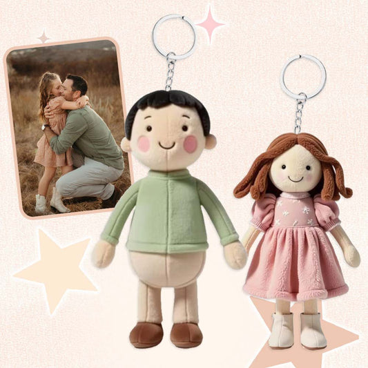 Custom Family Photo Plush Doll Keychain, Custom Face Doll - Precious Gift for Dad