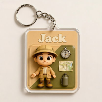 Custom Adventurer Cartoon Keychain – Choose 3D Figurine or 2D Acrylic Style