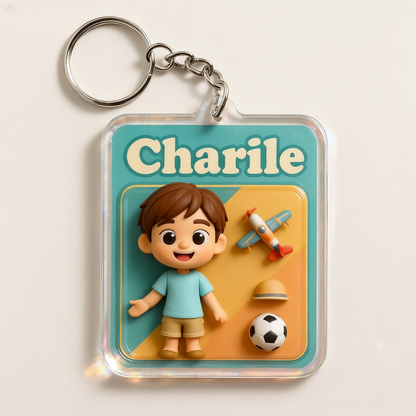 Custom Cartoon Keychain for Sports Lovers – Choose 3D Figurine or 2D Acrylic Style