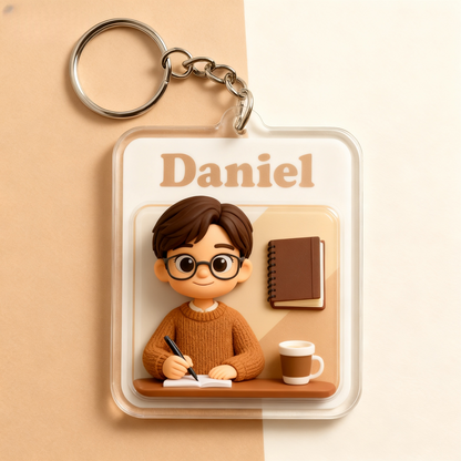 Custom Student Cartoon Keychain – Choose 3D Figurine or 2D Acrylic Style