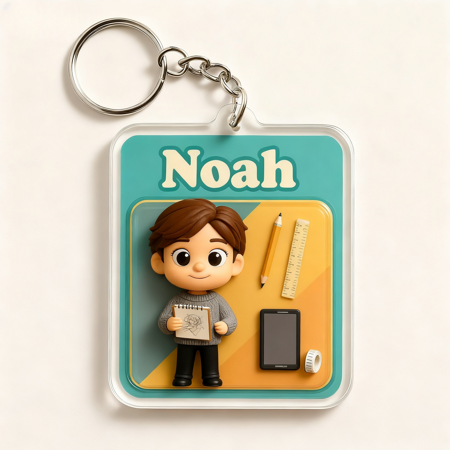Custom Teacher Cartoon Keychain – Choose 3D Figurine or 2D Acrylic Style