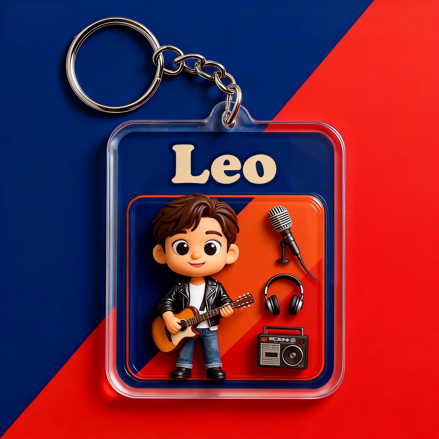 Custom Cartoon Guitarist Keychain – Music Lover Gift in 3D or 2D Style