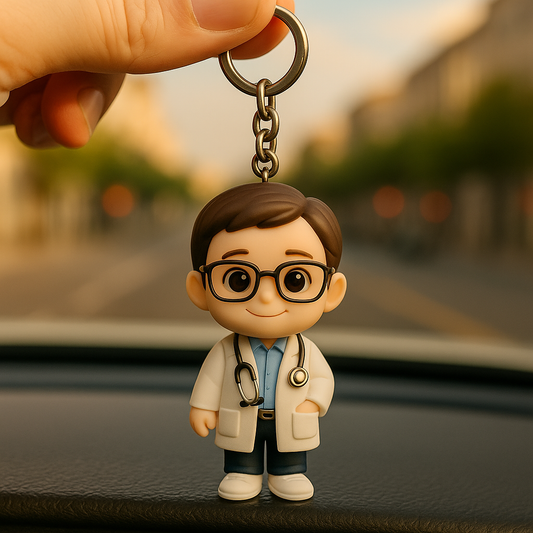 Custom 3D Figure Keychain From Photo Personalized Doctor Keychain Gift For Medical Professionals