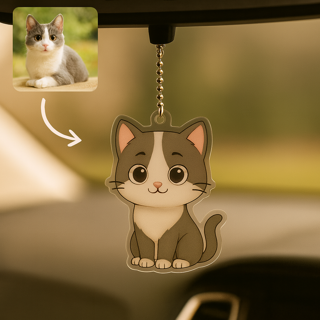 Best Friend Gift, Friendship Photo Car Hanger, Custom BFF Car Accessory, Personalized Acrylic Friendiversary Gift