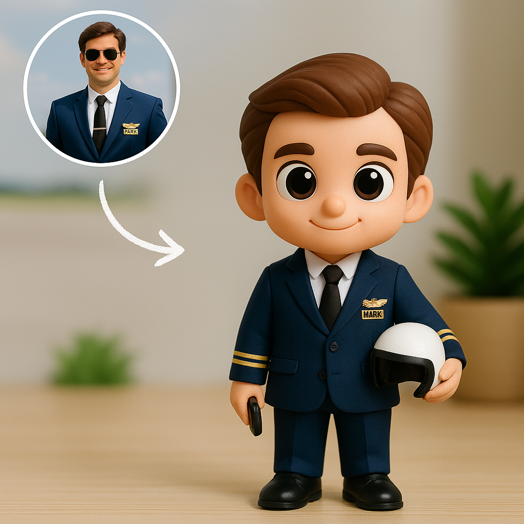 Custom Pilot Cartoon Keychain – Choose 3D Figurine or 2D Acrylic Style