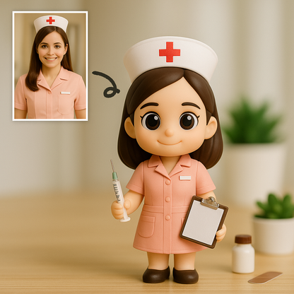 Custom 3D Action Figure From Photo Personalized Nurse Figurine Custom 3D Medical Mini Figure Gift