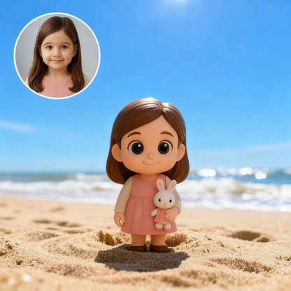 Custom 3D Action Figure From Photo – Personalized Cute Girl Figurine | Custom 3D Mini Figure Gift for Kids