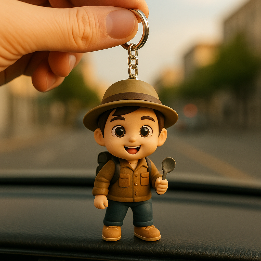 Custom 3D Figure Keychain From Photo Personalized Explorer Keychain Gift For Adventure Lovers