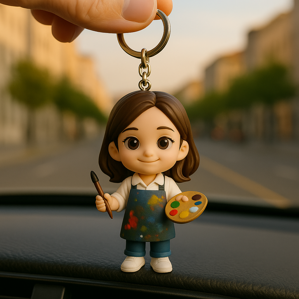 Custom 3D Figure Keychain From Photo Personalized Artist Keychain Gift For Art Lovers