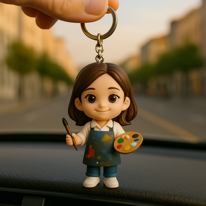 Custom 3D Figure Keychain From Photo Personalized Artist Keychain Gift For Art Lovers