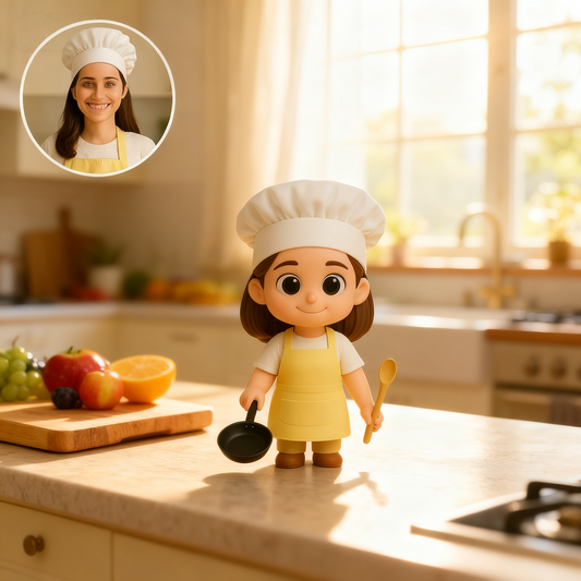 Custom 3D Action Figure From Photo Personalized Chef Figurine Custom 3D Cooking Mini Figure Gift