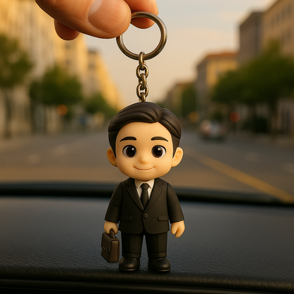 Custom 3D Figure Keychain From Photo Personalized Businessman Keychain Gift For Professionals