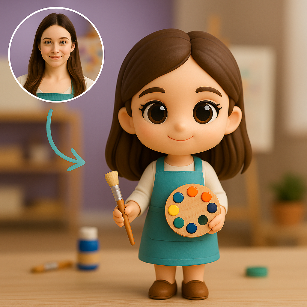 Custom Artist Cartoon Keychain – Choose 3D Figurine or 2D Acrylic Style