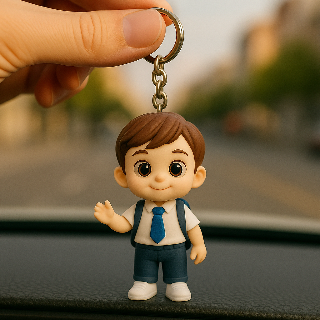 Custom 3D Figure Keychain From Photo Personalized Student Boy Keychain Gift For Kids