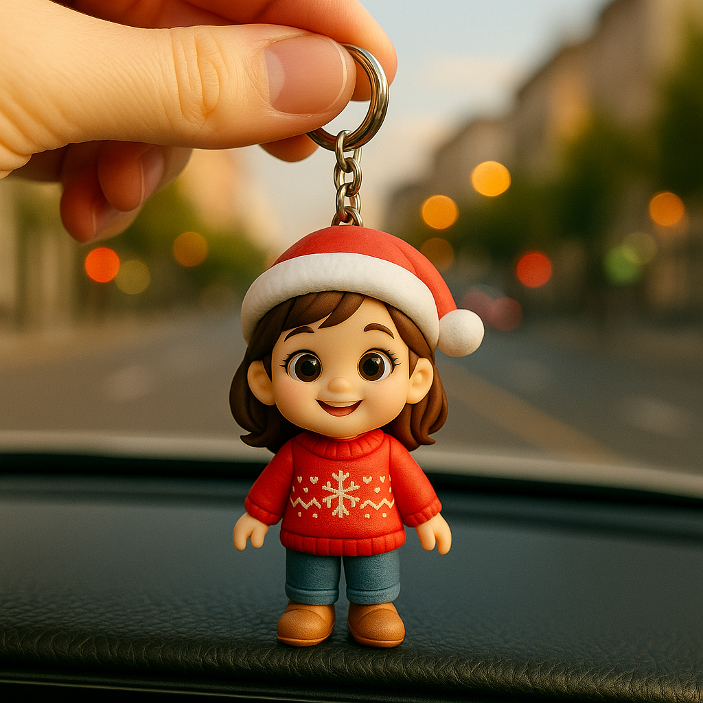 Custom 3D Figure Keychain From Photo Personalized Christmas Keychain Gift For Holiday Season