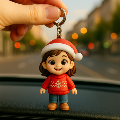 Custom 3D Figure Keychain From Photo Personalized Christmas Keychain Gift For Holiday Season