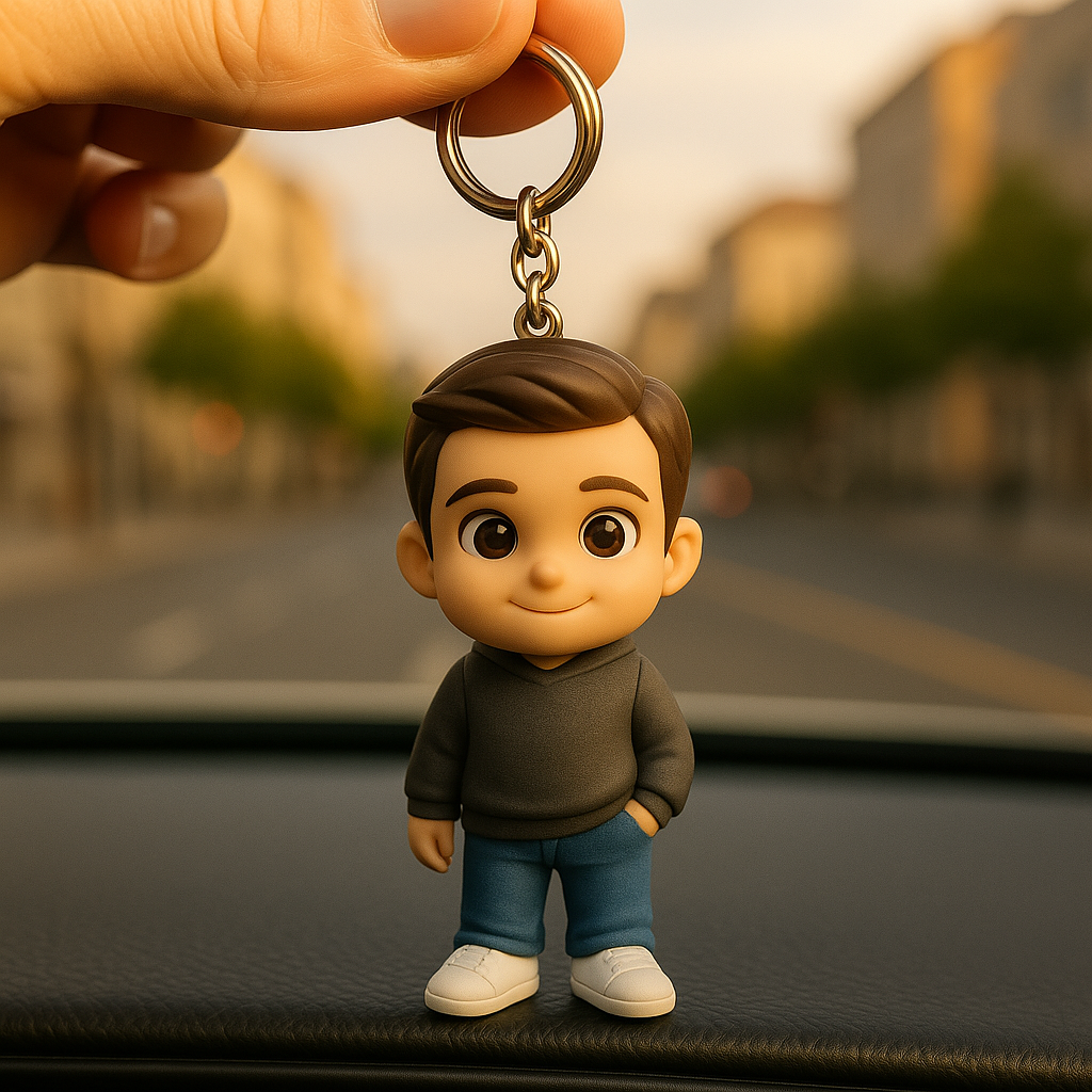 Custom 3D Figure Keychain From Photo Personalized Dad Keychain | Custom Mini Figure Gift for Dad